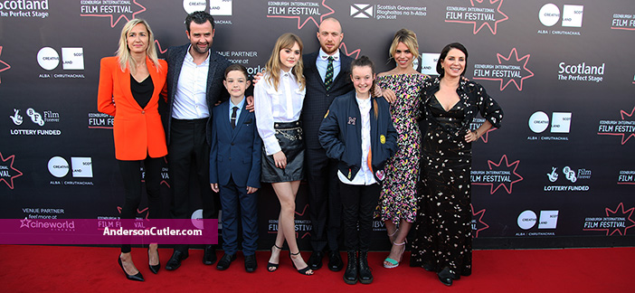 Director Tom Beard with Billie Piper, Daniel Mays, Emilia Jones, Bella Ramsey & Badger Skelton